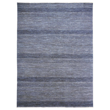 Weave & Wander Caldecott Navy/Silver 9'6"x13'6" Hand Knotted Area Rug