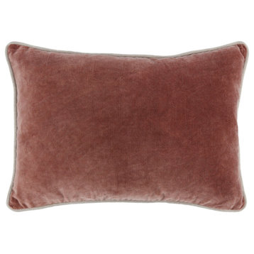 Kosas Home Harriet 14x20" Rectangular Cotton Velvet Throw Pillow in Red/Brown