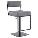 Armen Living - Michele Swivel Barstool, Matte Black Finish - The Michele adjustable barstool will impress your guests with its elegant contemporary design and practicality. This barstool features appealing modern style with sleek lines and soft shapes. This stool has a comfortable seat upholstered in Gray Faux Leather. A sturdy matte black frame and base are stable and bring the perfect sense of balance and functionality. There is a comfortable foot rest; you can adjust the height according to your preference. The Michele modern barstool will add a touch of distinction and elegance to your home bar or dining room with its ultra modern design, clean lines and stylish shapes.