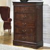 Bowery Hill Transitional 5-Drawer Wood Chest in Warm Dark Brown