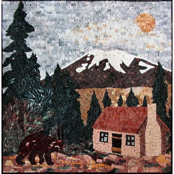 Forest Natural Scene Mosaic Marble, 60"x60"