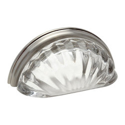 Cosmas - Real Glass Cabinet Cup Pulls - 6381SN-BL Satin Nickel Cabinet Cup Pull, Set of 5 - Cabinet And Drawer Handle Pulls