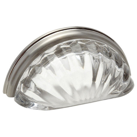 Real Glass Cabinet Cup Pulls - 6381SN-BL Satin Nickel Cabinet Cup Pull, Set of 5