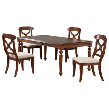 Sunset Trading Andrews 5 Piece Butterfly Leaf Dining Set, Chestnut Brown