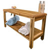 EcoDecors EarthyTeak Classic Teak Shower Bench With Shelf, 35