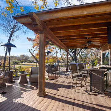 Elevated Curved Deck with Roof Extension Arbor