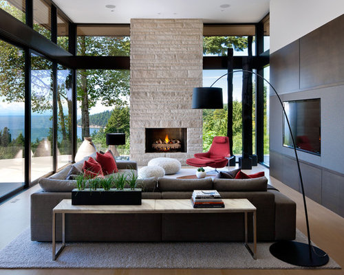 Inspiration for a modern living room remodel in Vancouver with a built 