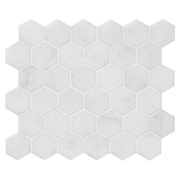 Calacatta T Polished 10 3/8×12 Hexagon Marble Mosaics
