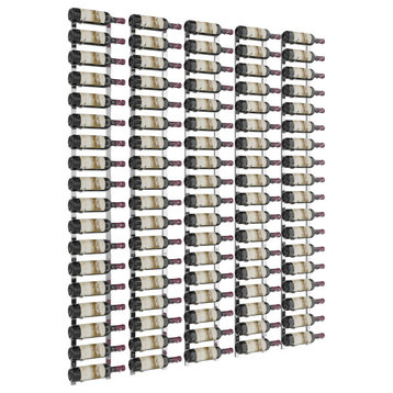 W Series Feature Wall Wine Rack Kit (metal wall mounted bottle storage), Chrome, 90 Bottles (Single Deep)