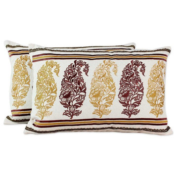 Floral Paisley Cotton Cushion Covers, Set of 2