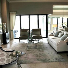 Gray with chairs glass doors
