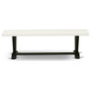 V-Style 15X60, Dining Bench With Wirebrushed Black Leg and Linen White Top