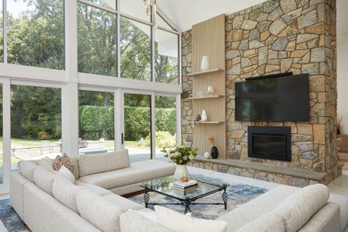 Living room - contemporary living room idea in Bridgeport