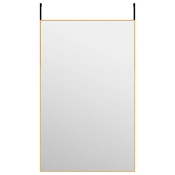 vidaXL Door Mirror Wall Mounted Mirror for Living Room Gold Glass and Aluminum