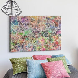 London Map Art Watercolor, by Michael Tompsett - Paintings