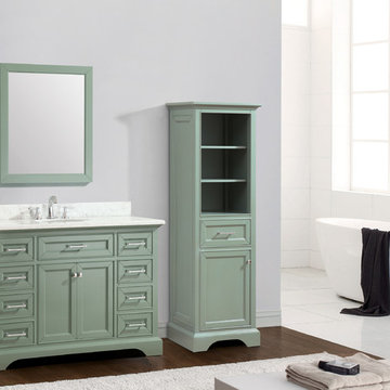 Mercer 49 in. Vanity in Sea Green finish with Carrera White Marble Top