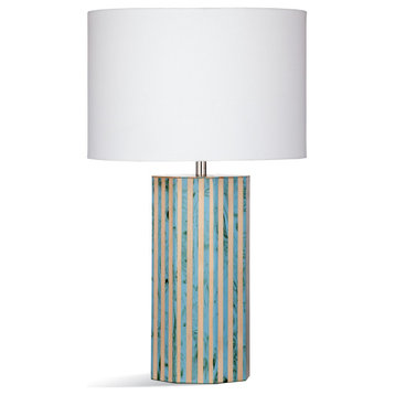 Garrett Table Lamp, Blue-Green Striped