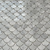 Carrara White Marble Fish Scale Dragon Scale Fan Mosaic Tile Polished, 1 sheet