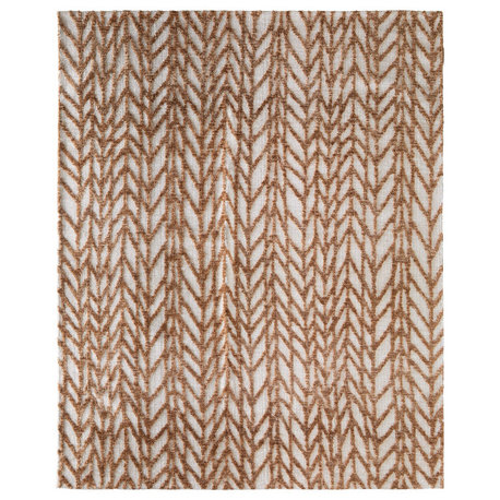 Oliena R8A55 Modern/Bohemian Accent Rug, Brown, 3'6"x5'6"