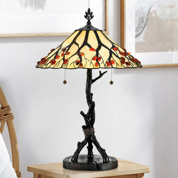 Luxury Eclectic Tiffany Table Lamp, Valiant Bronze, UQL7041