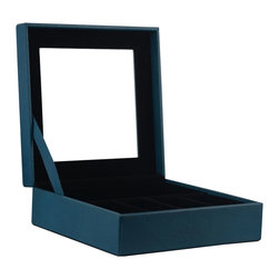 Rembrandt Home Leather Jewelry BoxOrganizer with Glass Display, Light Blue - Products