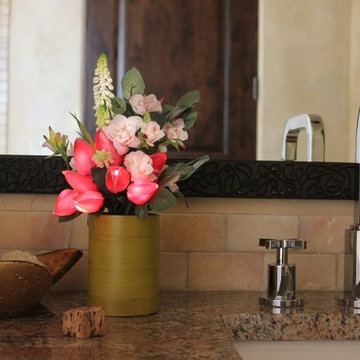 Spring Tulips - Fuchsia in Green Bamboo Vase