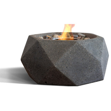 Geo Tabletop Fire Bowl With Can of Pure Fuel, Graphite