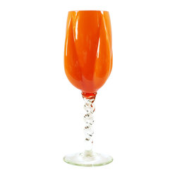 EMPOLI ORANGE TALL TWIST STEMMED GOBLET - Vases