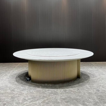 Extra large round rotating marble dining table