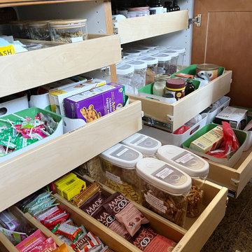 After: A Beautifully Organized Snack and Pantry Cabinet with Pull-Out Shelves