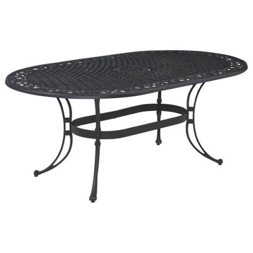 Pemberly Row Traditional Gray Aluminum Outdoor Dining Table