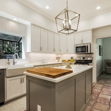 Painted Island and Saltillo Tile Floor