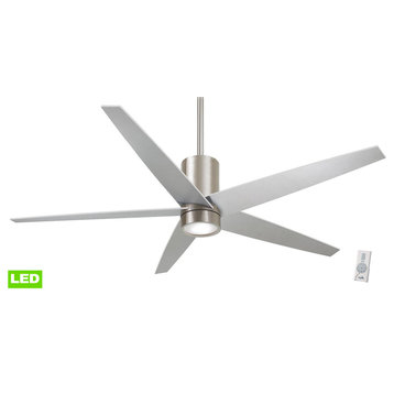 Minka Aire Symbio 56" LED Ceiling Fan With Remote Control, Brushed Nickel/Silver