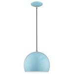 Livex Lighting - Livex Lighting 41181-74 Metal Shade - 10" One Light Mini Pendant - Featuring a clean and crisp modern look. This miniMetal Shade 10" One  Shiny Baby Blue Shin *UL Approved: YES Energy Star Qualified: n/a ADA Certified: n/a  *Number of Lights: Lamp: 1-*Wattage:60w Medium Base bulb(s) *Bulb Included:No *Bulb Type:Medium Base *Finish Type:Shiny Baby Blue