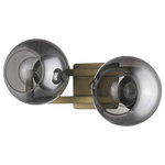 Trend Lighting - Lunette 2-Light Aged Brass Sconce - Add mid-century modern style to your home with the Lunette collection of lighting.  An aged brass finish combines beautifully with gorgeous, smoked handblown glass shades.  Lunette will pair nicely with bold color palettes.