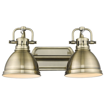 Golden Lighting 3602-BA2 AB-AB Duncan 2 Light Bath Vanity, Aged Brass