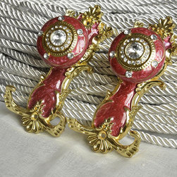 5 Colors QYM76 Crystal Curtain Holdbacks in Red in gold Color - Window Treatment Accessories