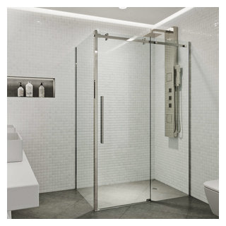 Milano Portland - Frameless Sliding Door Shower Enclosure - Choice of Sizes  and Side Panel