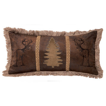 Bucks and Tree Rustic Faux Leather Pillow