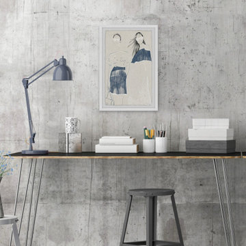 "Blue Pencil Skirt" Framed Painting Print