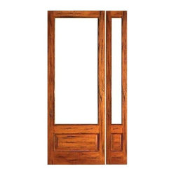 Prehung Rustic-1-lite-P/B Patio Solid Wood 1 Panel IG Glass Sidelight Door - Patio Doors
