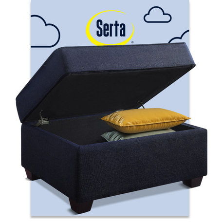 Serta Olin Upholstered Ottoman with Storage Navy