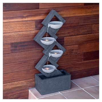 39" Tall Indoor/Outdoor Soothing 4-Tier Zen Fountain with LED Lights