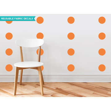 Polka Dot Fabric Wall Decals, Set of 48, 4" Polka Dots, Orange