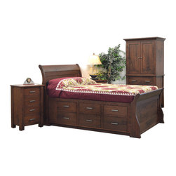 hand planed cherry sleigh bed with drawer platform - Bedroom Products