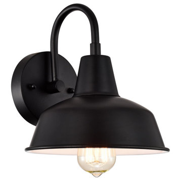 CHLOE Lighting IRONCLAD Industrial 1-Light Textured Black Wall Sconce