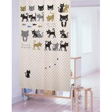 Lucky Cats Japanese Noren Curtain