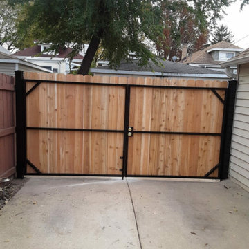 Wrought Iron & Wood Privacy Gate