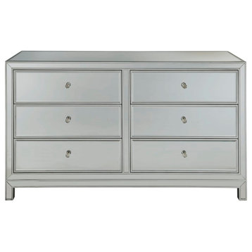 Elegant MF72036 Dresser 6 Drawers, Antique Silver Paint