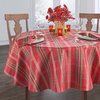Shimmering Plaid Holiday Tablecloth, Red/Green, 70" Round